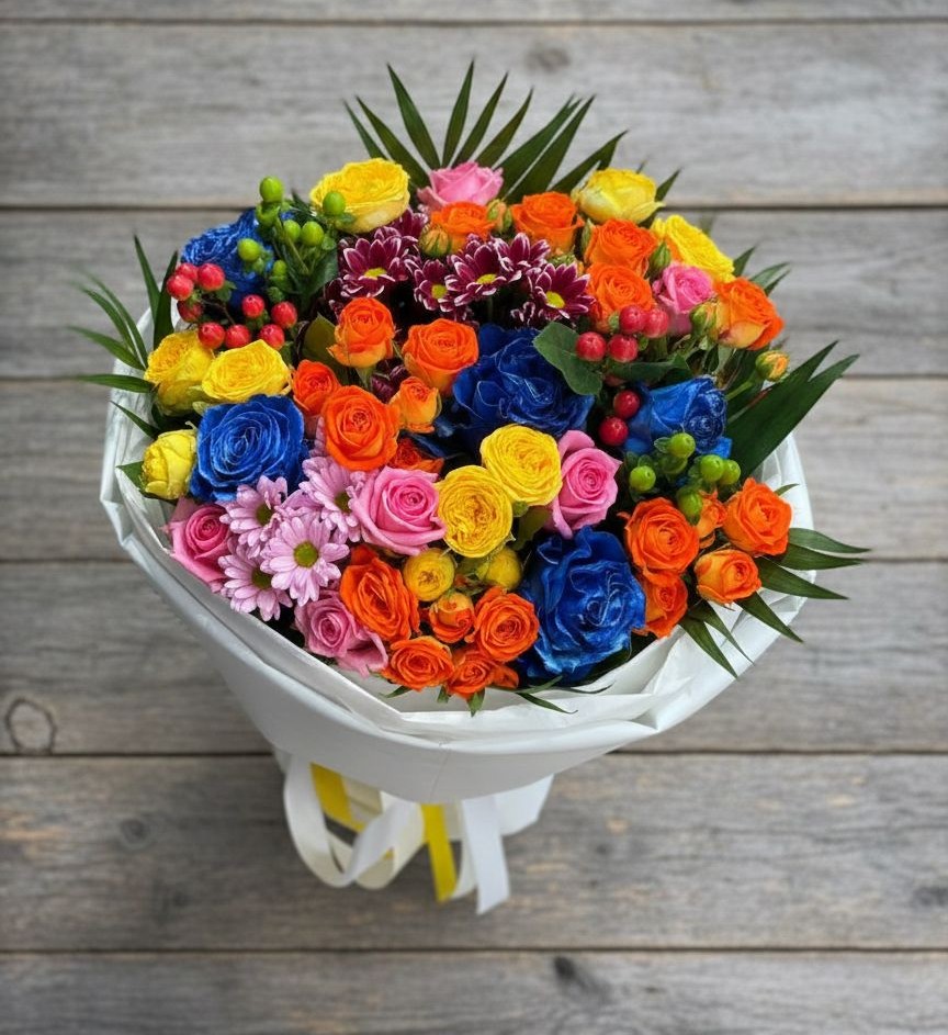 Букет цветов из: Розы и Хризантемы в Печенге