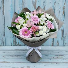 Букет цветов из:  Герберы, Альстромерии и Хризантемы #REPLACE_PRED# Печенге