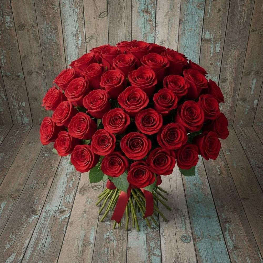 Букет 55 Красных роз Фридом в Печенге