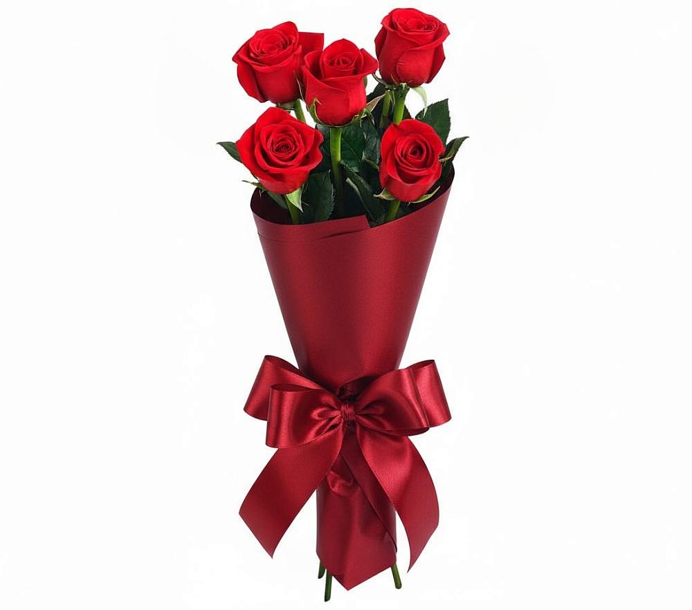 Букет 5 Красных роз Эдлесс Лав в Печенге