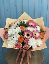 Букет цветов из:  Розы, Герберы и Хризантемы #REPLACE_PRED# Печенге