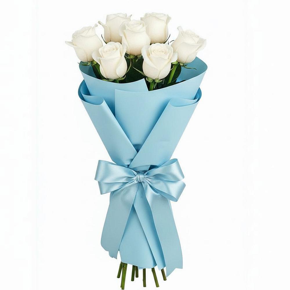 Букет 7 белых роз Проуд в Печенге