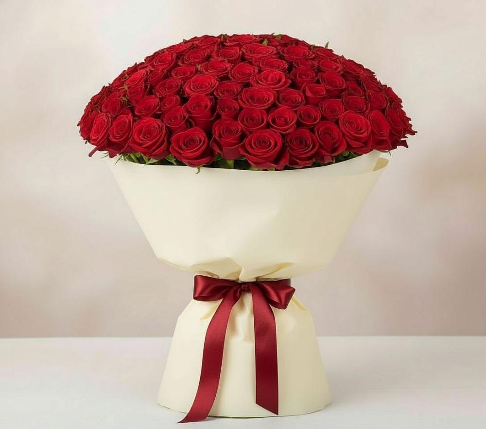 Букет 101 Красная роза Милано в Печенге