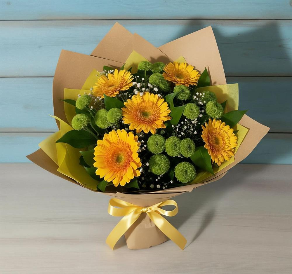 Букет цветов из: Герберы и Хризантемы в Печенге