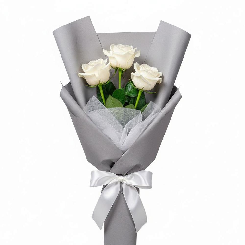 Букет 3 белые розы в Печенге