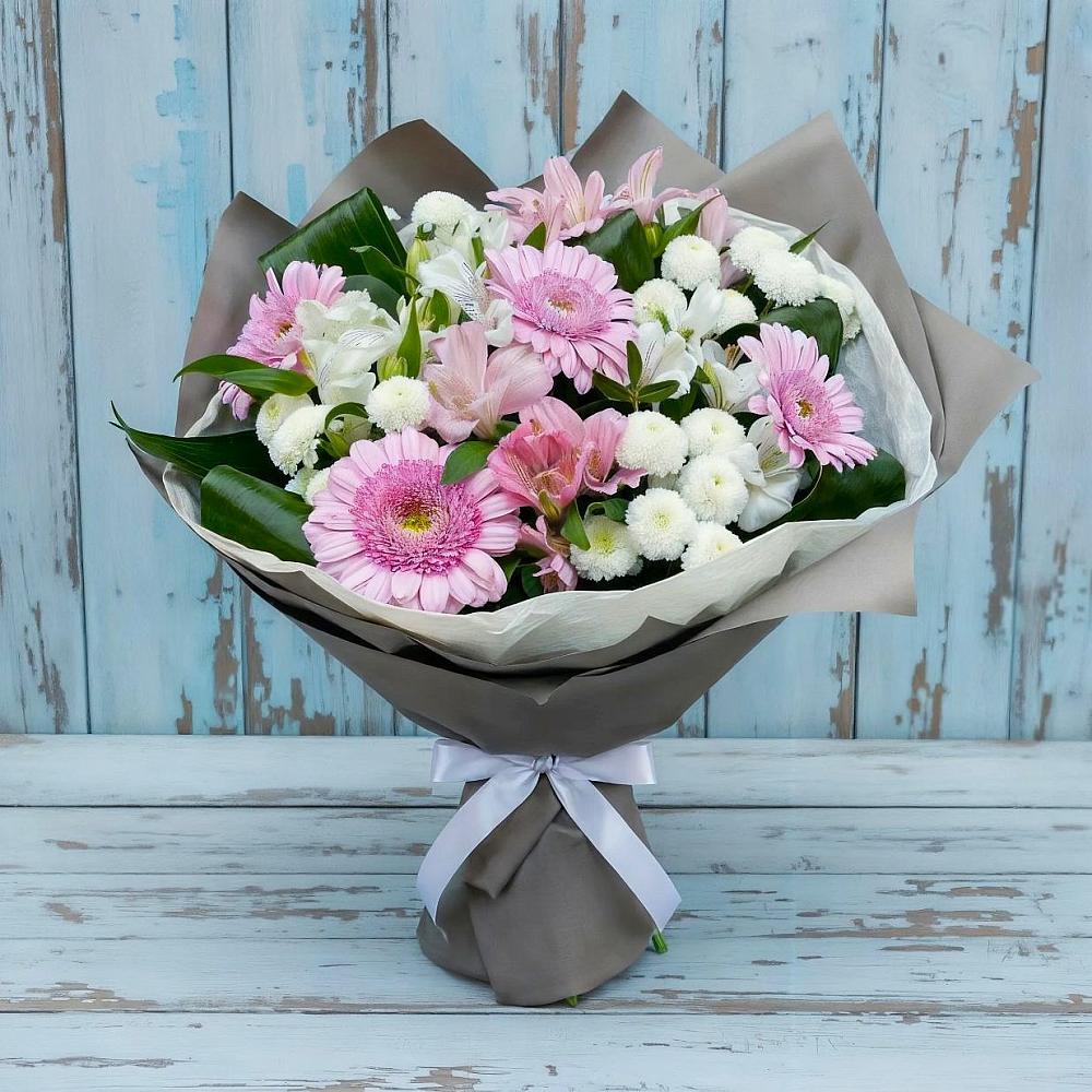 Букет цветов из: Герберы, Альстромерии и Хризантемы в Печенге