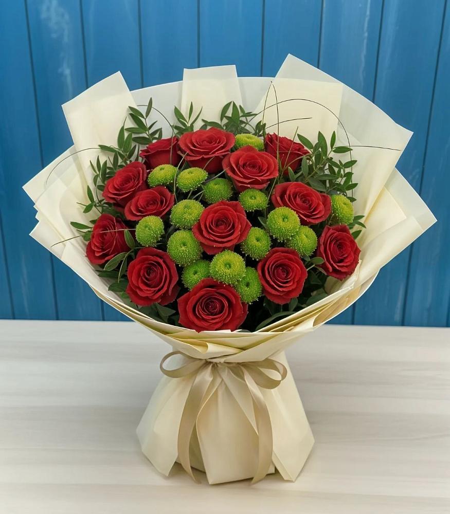 Букет цветов из: Розы и Хризантемы в Печенге